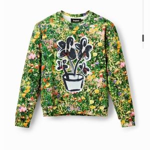 Plant print sweatshirt
